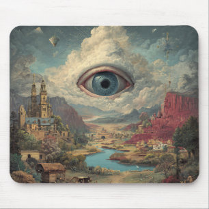 Surreal One-Eye Digital Illustration Wall Art Mouse Pad