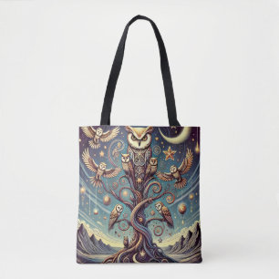 Surreal Owl Forest Tote Bag