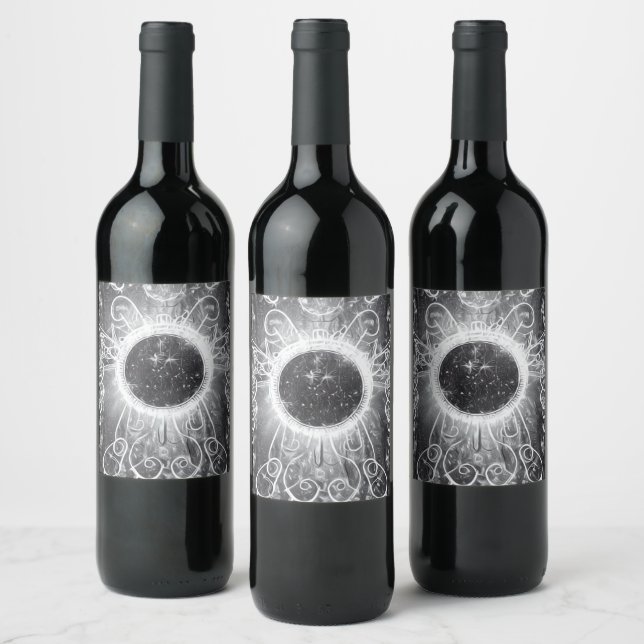 Surreal Painted Cosmic Window Wine Label (Bottles)