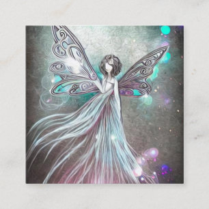 Surreal Painted Pearls Fairy Square Business Card