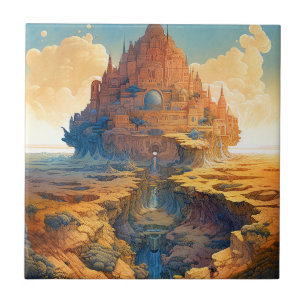 Surreal Palace Landscape Ceramic Tile