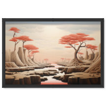 Surreal Pastel Fantasy Landscape | Dreamlike Red