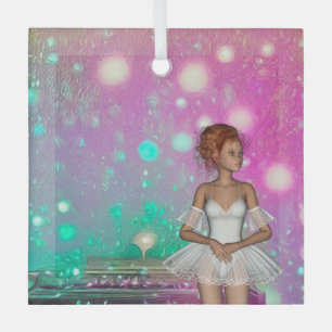 Surreal Piano Green & Pink Background & Ballerina Glass Tree Decoration
