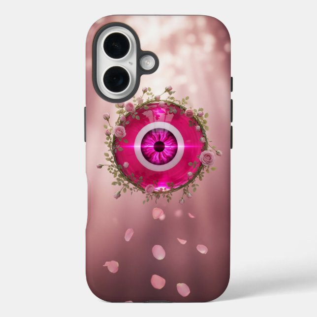Surreal Pink Evil Eye with Rose Vines Case-Mate iPhone Case (Back)