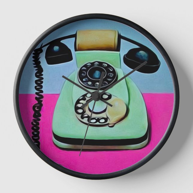 Surreal Pop Art Retro Telephone  Clock (Front)