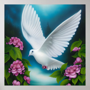 Surreal Pop Fantasy White Dove Poster