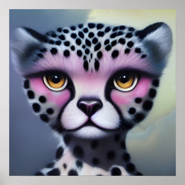 Surreal Pop Pink Cheetah Poster (Front)