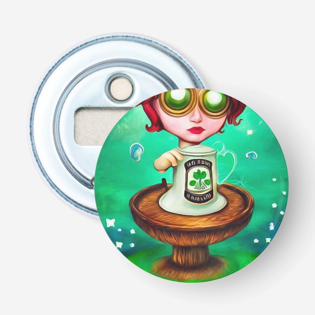 Surreal Pop St. Patrick’s Day Beer Girl Bottle Opener (Front)