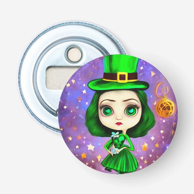 Surreal Pop St. Patrick’s Day Doll Bottle Opener (Front)