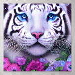 Surreal Pop White Tiger Poster<br><div class="desc">Surreal Pop White Tiger</div>