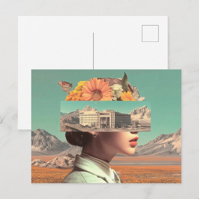 Surreal Portrait with Architectural Landscape Postcard (Front/Back)