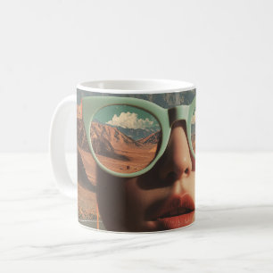 Surreal Portrait With Glasses Reflecting Desert Coffee Mug