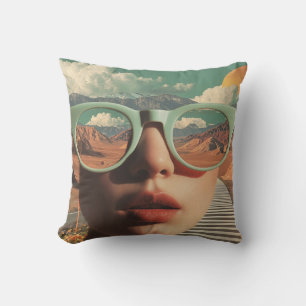 Surreal Portrait With Glasses Reflecting Desert Cushion