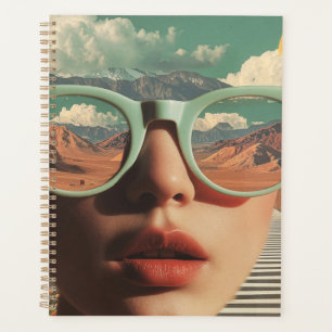 Surreal Portrait With Glasses Reflecting Desert Planner