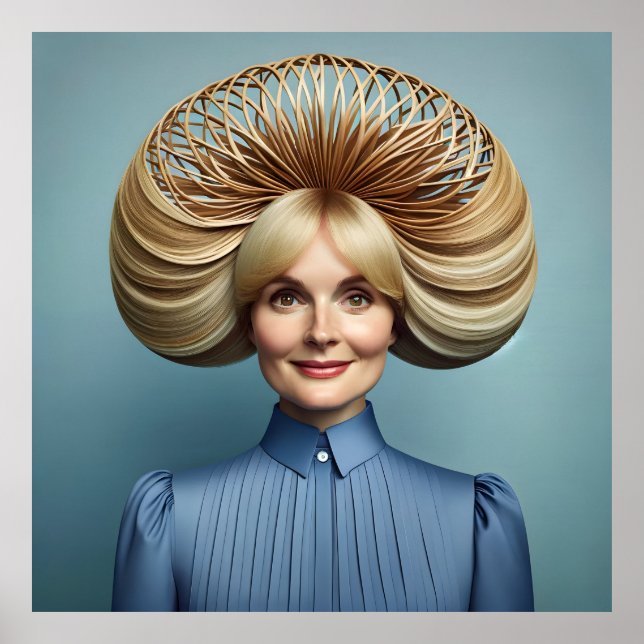 Surreal Portrait with Sculptural Blonde Hair – Ava Poster (Front)