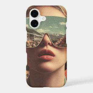 Surreal Portrait With Sunglasses Reflecting Flower