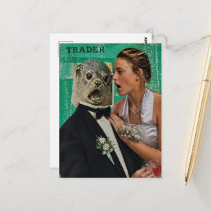Surreal Prom Date Mixed Media Collage Postcard