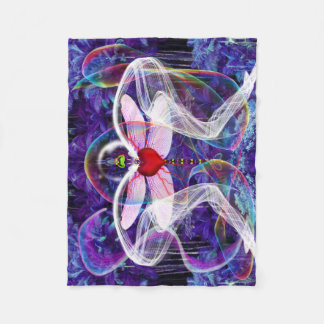 Surreal Psychedelic Dragon Fly Fleece Blanket