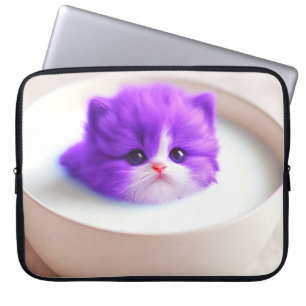 Surreal Purple Kitten Glow Laptop Sleeve