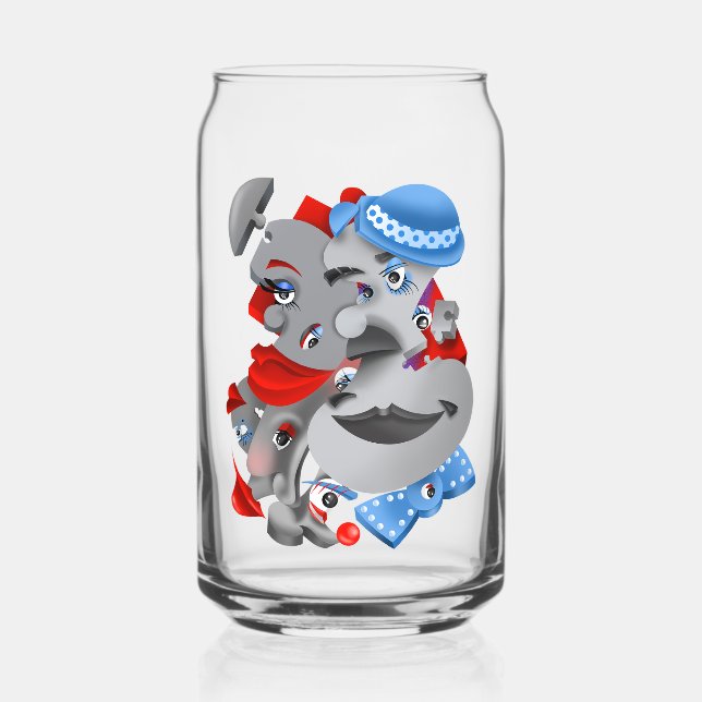 Surreal Puzzle Faces Can Glass (Front)