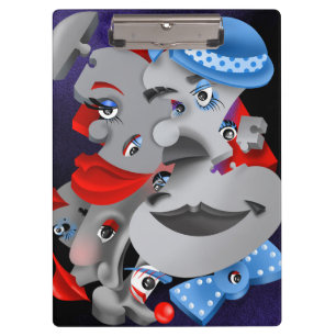 Surreal Puzzle Faces Clipboard