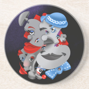 Surreal Puzzle Faces Coaster