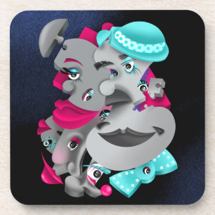 Surreal Puzzle Faces Coaster