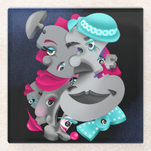 Surreal Puzzle Faces Coaster