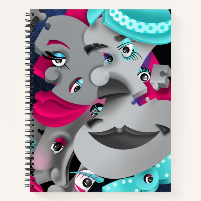 Surreal Puzzle Faces Notebook (Front)