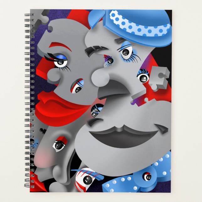 Surreal Puzzle Faces Planner (Front)