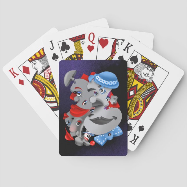Surreal Puzzle Faces Playing Cards (Back)