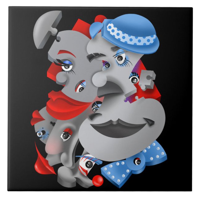 Surreal Puzzle Faces Versatile Tile (Front)