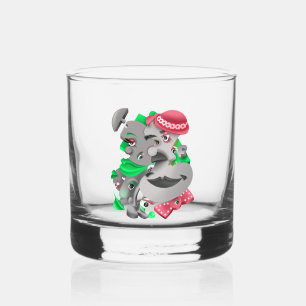 Surreal Puzzle Faces Whiskey Glass
