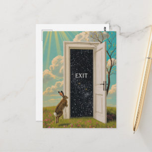Surreal Rabbit Leaps For the Exit Portal Postcard