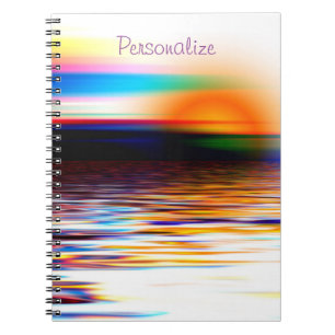 Surreal Rainbow Colour Ocean at Sunset Personalise Notebook