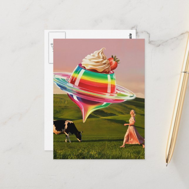 Surreal Rainbow Sweet Treat Postcard (Front/Back In Situ)