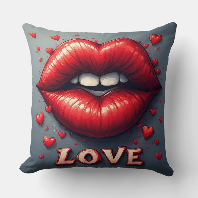 Surreal Red Lips with Love-Inspired Cushion (Front)