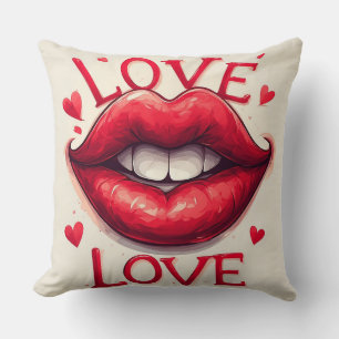Surreal Red Lips with Love-Inspired Cushion