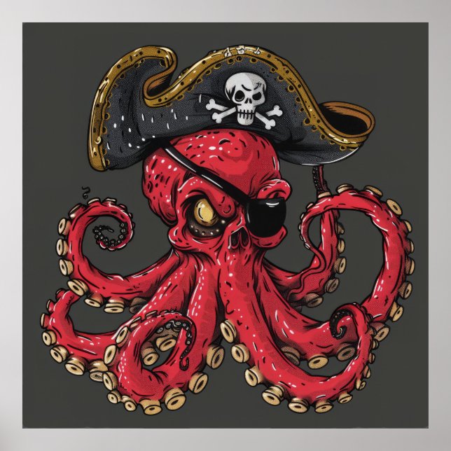 Surreal Red Octopus Art Print (Front)