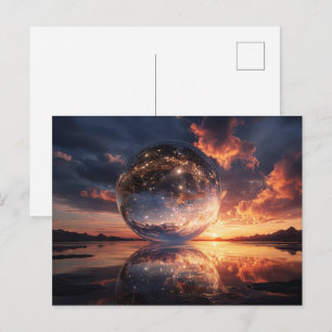 Surreal Reflective Sphere Containing Stars Postcard