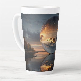Surreal Reflective Sphere With Sunset Clouds Over  Latte Mug