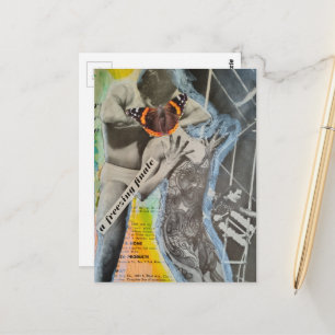 Surreal Retro Ballet couple finale collage art Postcard