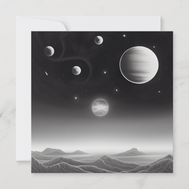 Surreal Retro Planets in Space Card (Front)
