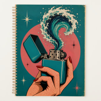 Surreal Retro Pop Art Lighter with Ocean Wave Planner
