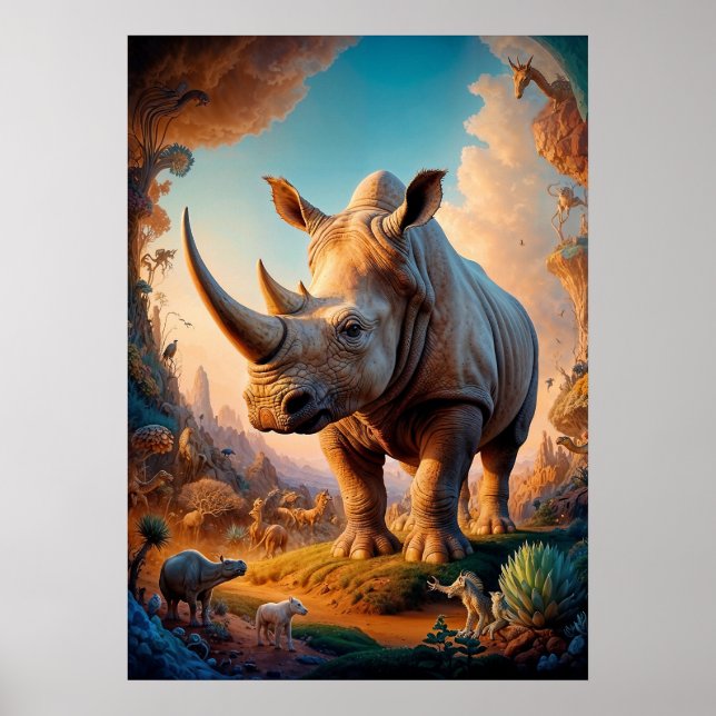 Surreal Rhino Safari Poster (Front)