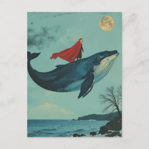 Surreal Santa and the Whale Postcard
