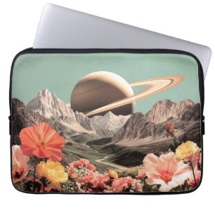 Surreal Saturn Over Mountain Valley Laptop Sleeve