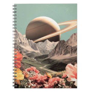 Surreal Saturn Over Mountain Valley Notebook
