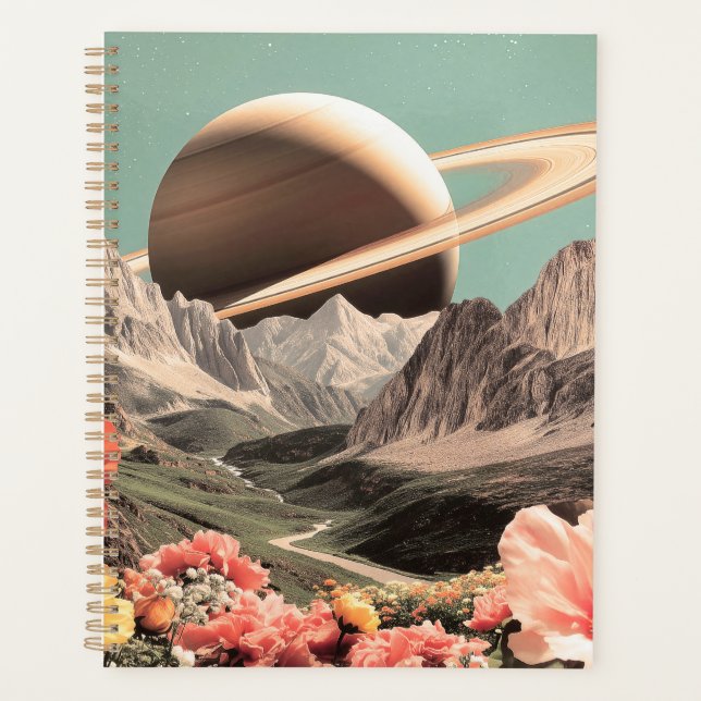 Surreal Saturn Over Mountain Valley Planner (Front)