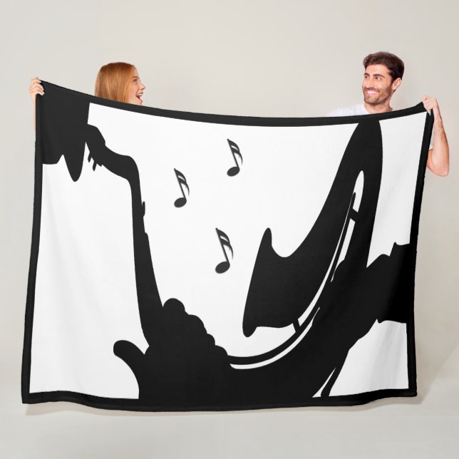 Surreal Saxophone Play Fleece Blanket (In Situ)